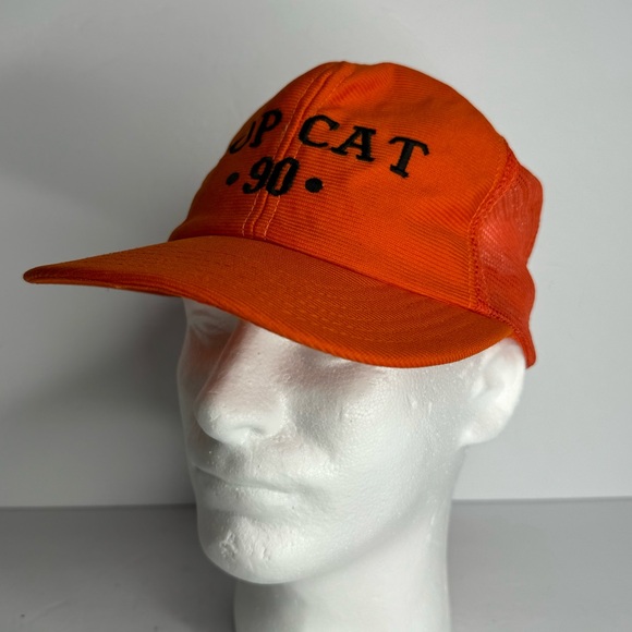 Reynolds Vintage Florescent Orange‎ Baseball Trucker Hat “TopCat 90” Adjustable - Picture 2 of 8